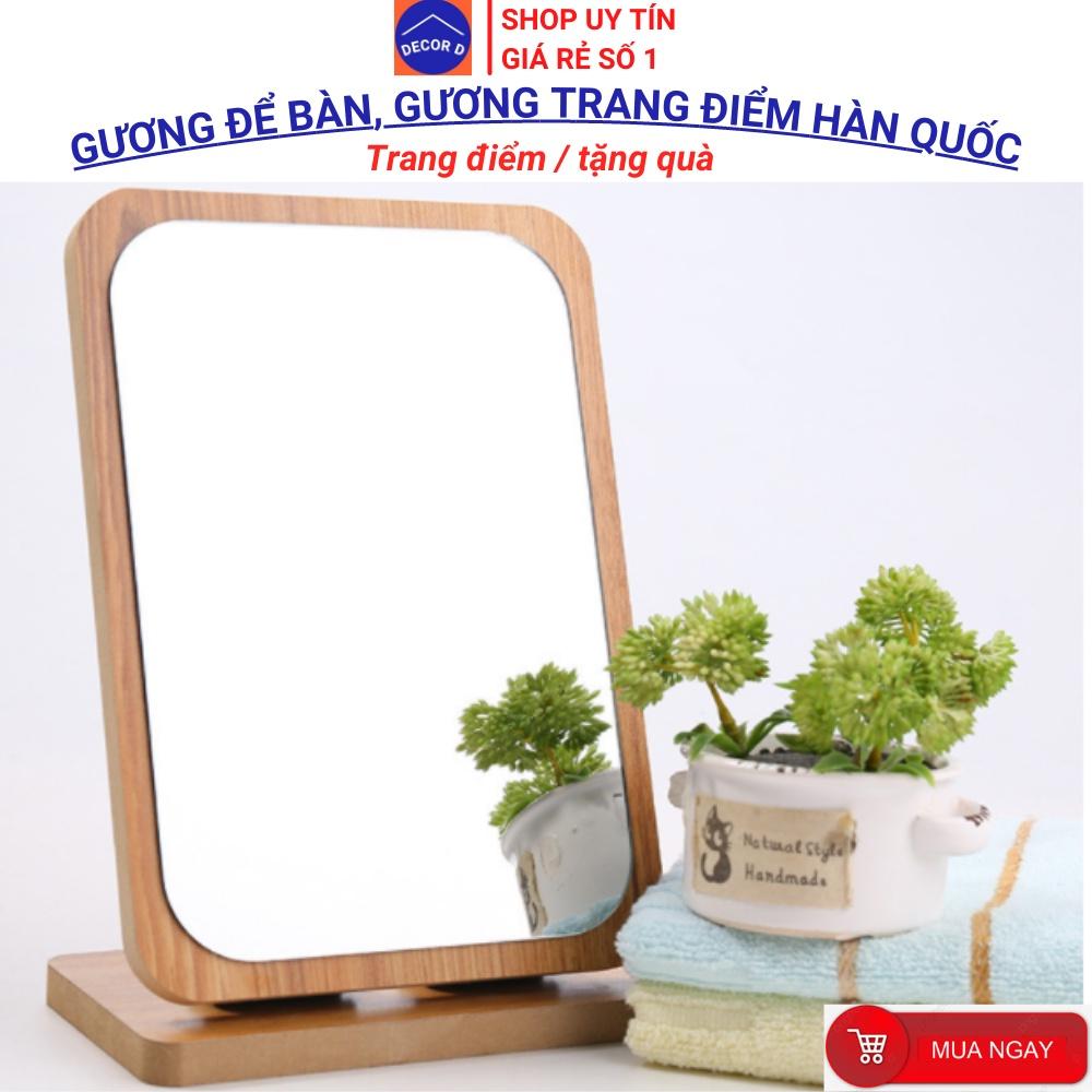 Gương gỗ Hàn Quốc, Gương để bàn trang điểm xoay gập linh động đa năng, cao cấp, sang trọng, tiện lợi