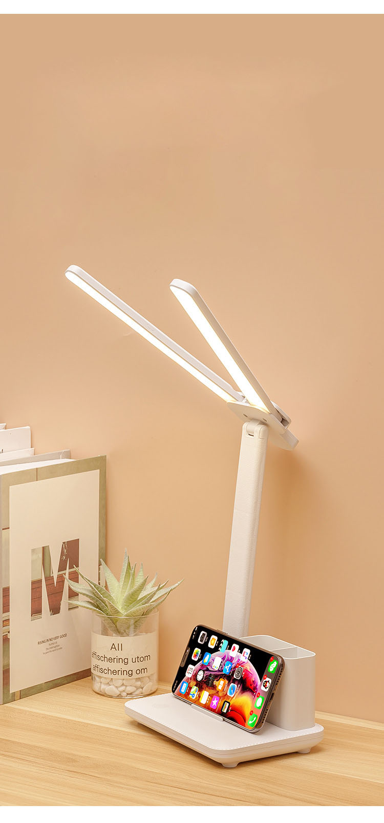 Đèn Bàn Học Đọc Sách, Làm Việc LED Chống Cận, Cảm Ứng Tích Điện Gập 2 Chỗ