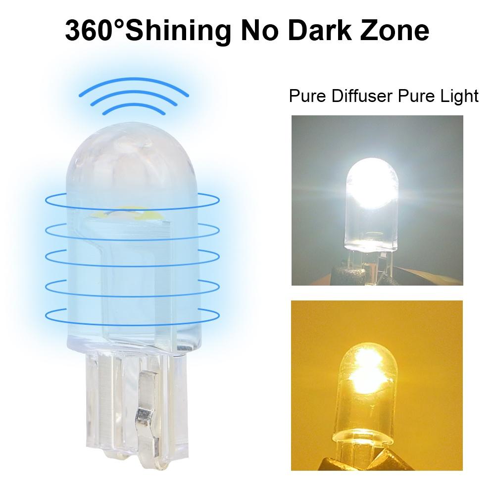 Set 10 đèn LED 12V W5W T10 6000K ánh sáng trắng/xanh lam đa năng cho ô tô