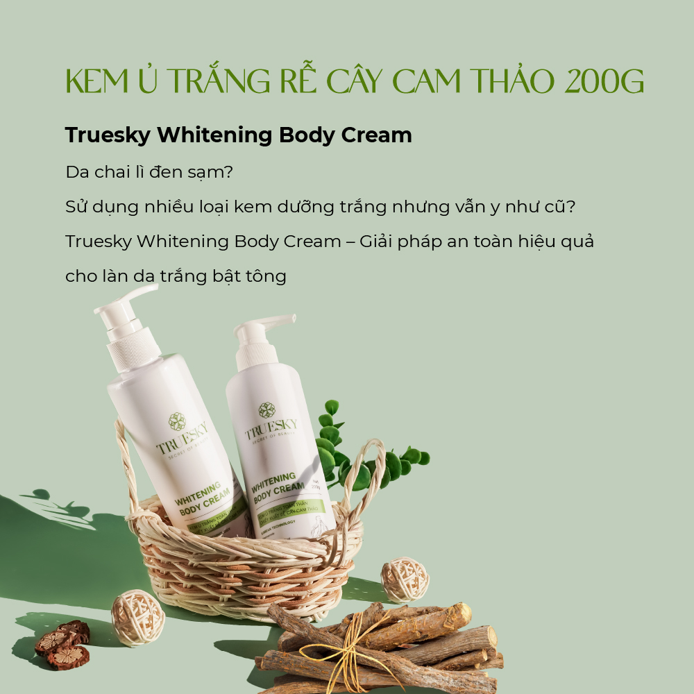 Kem ủ trắng body Truesky Whitening Body Cream chiết xuất rễ cây cam thảo