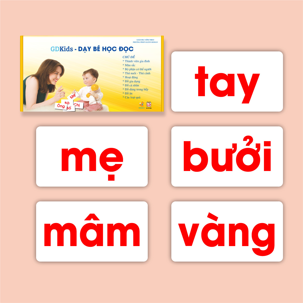 Combo Flashcards Thông Minh Glenn Doman (Bộ học toán 59 Thẻ + Bộ TGXQ 100 thẻ + Bộ đọc 100 thẻ)