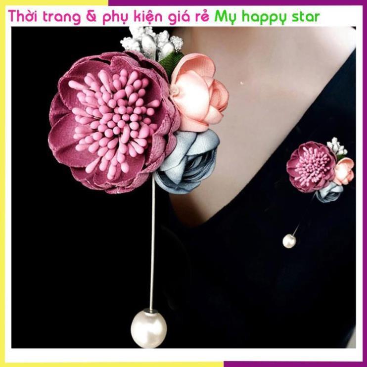 Cài áo thời trang hoa lụa Vintage dễ thương