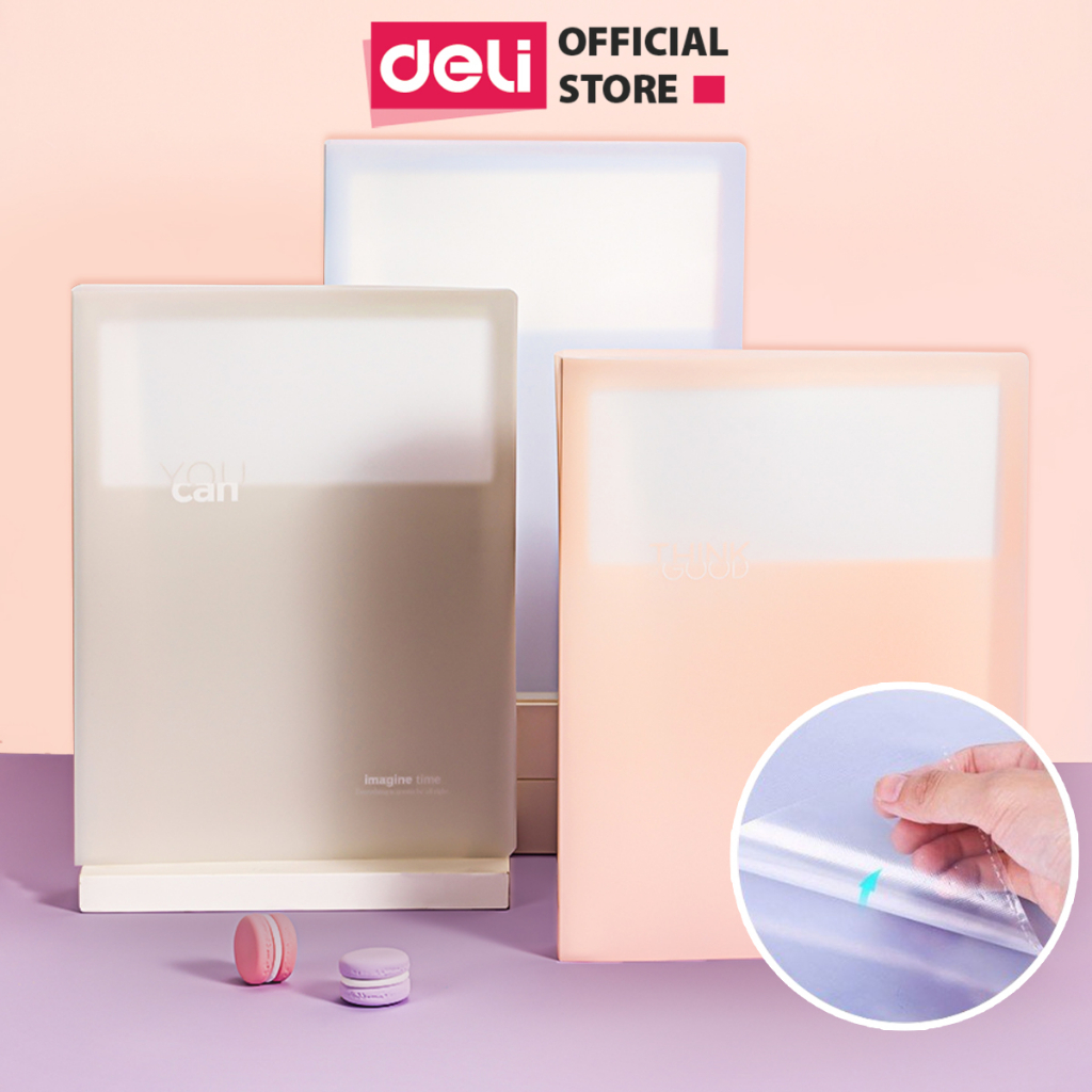File Tài Liệu File Lá Học Sinh Deli Đa Năng A4 Kẹp Lá Tệp Đựng Tài Liệu Đựng File Siêu Âm 40 60 Trang Màu Pastel