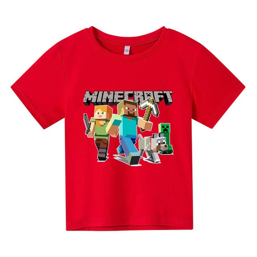 Áo thun trẻ em MINECFRAF, 4 màu, có size người lớn, King Cotton