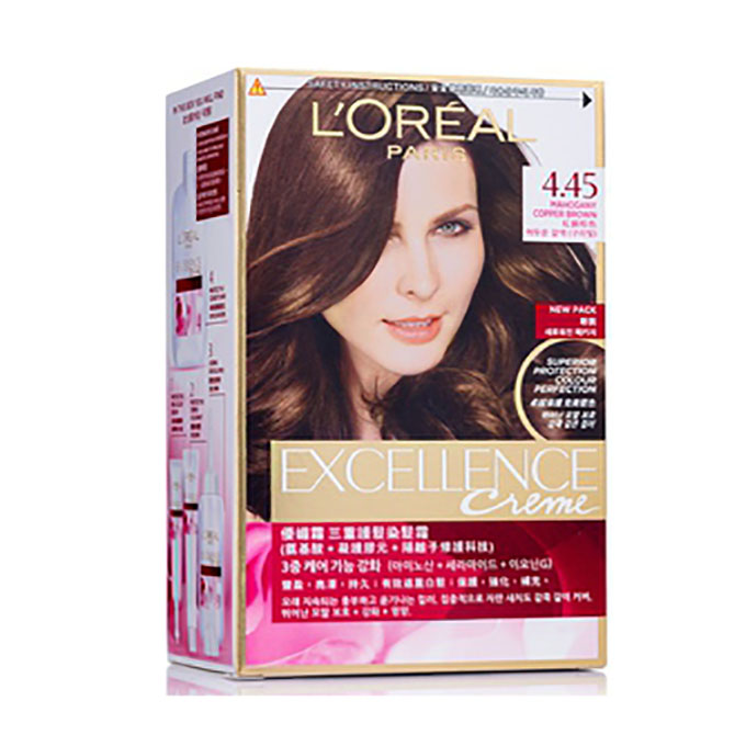 Kem Nhuộm Dưỡng Tóc Phủ Bạc L'oreal Excellence Cream 172ml - Màu 4.45 Nâu Đồng Ánh Đỏ