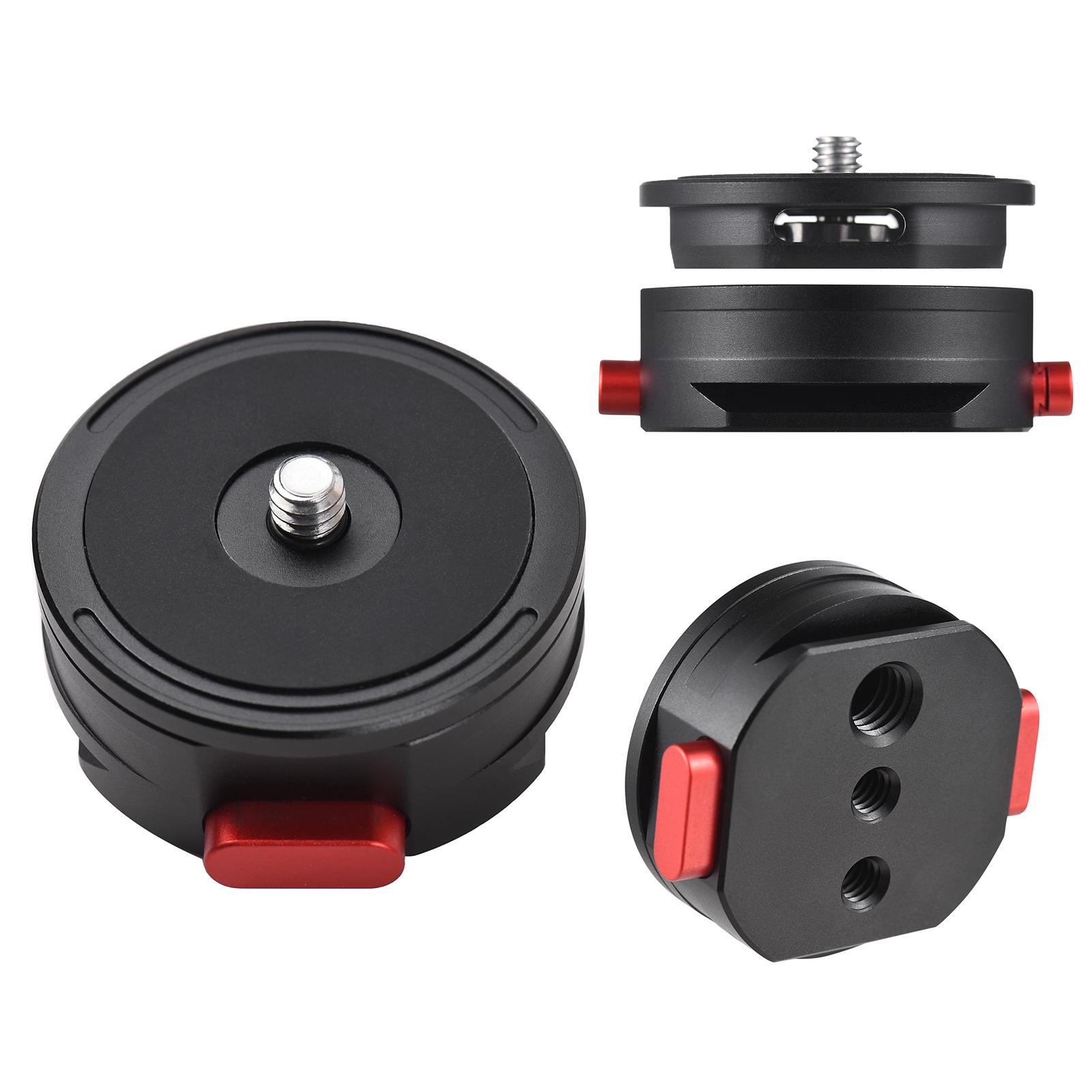 Round Quick Release Plate Tripod QR Plate Camera Mount Adapter Quick Setup Aluminum Alloy with 1/4 Inch Screw for DSLR Mirrorless Camera Tripod Gimbal Stabilizer