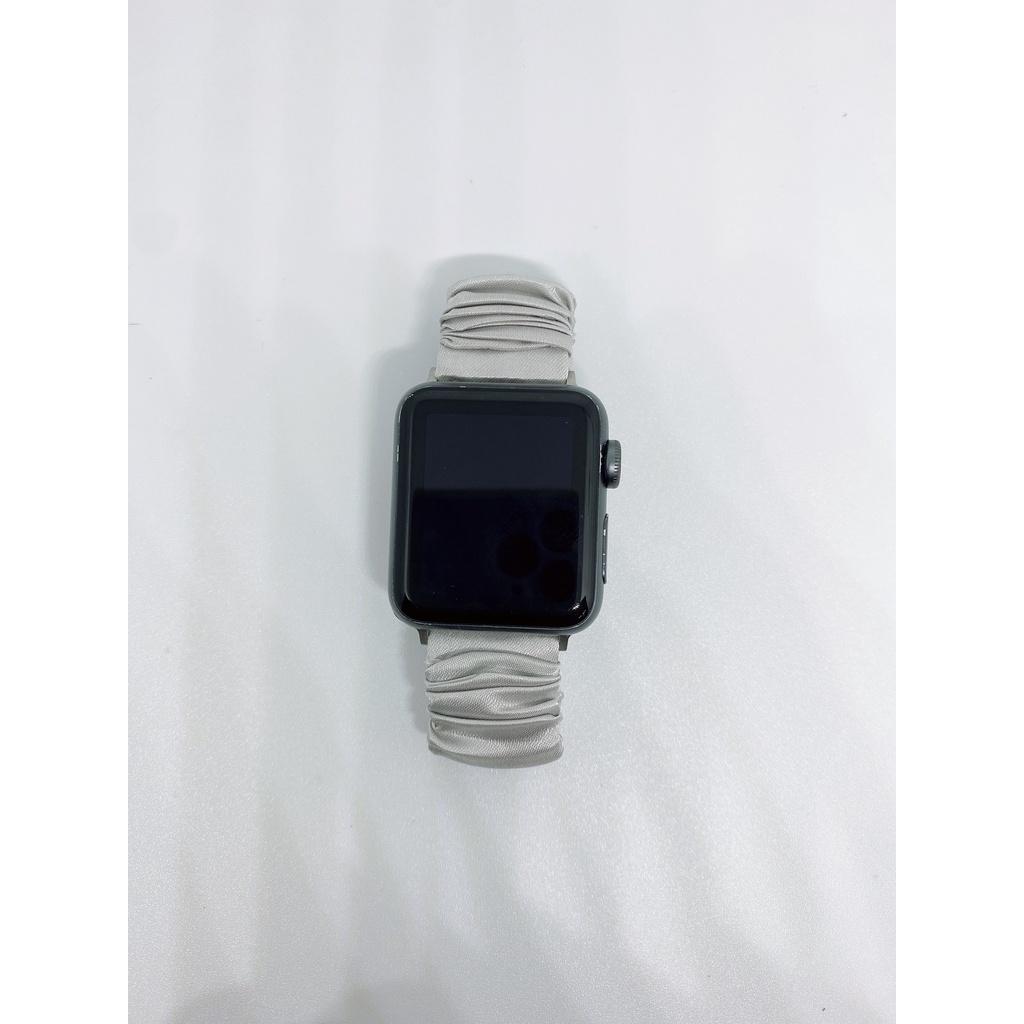 Combo dây đồng hồ apple watch và scrunchies dây cột tóc, buộc tóc vải satin lụa Bạc Noel
