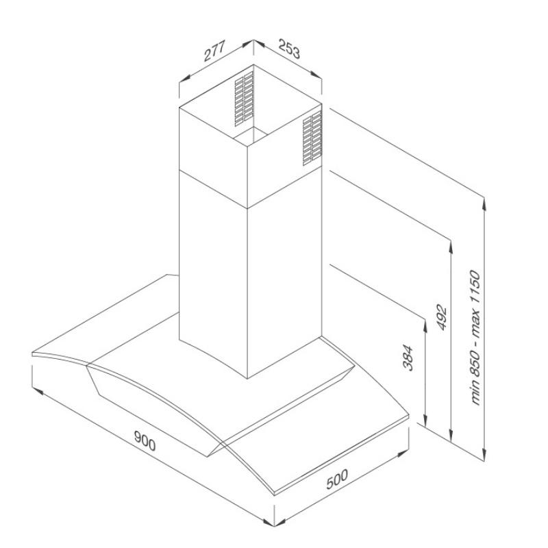 Máy Hút Mùi Áp Tường Malloca DELTA-K890V - Công suất hút 850m3/h - Ngang 90cm - Hàng Chính Hãng