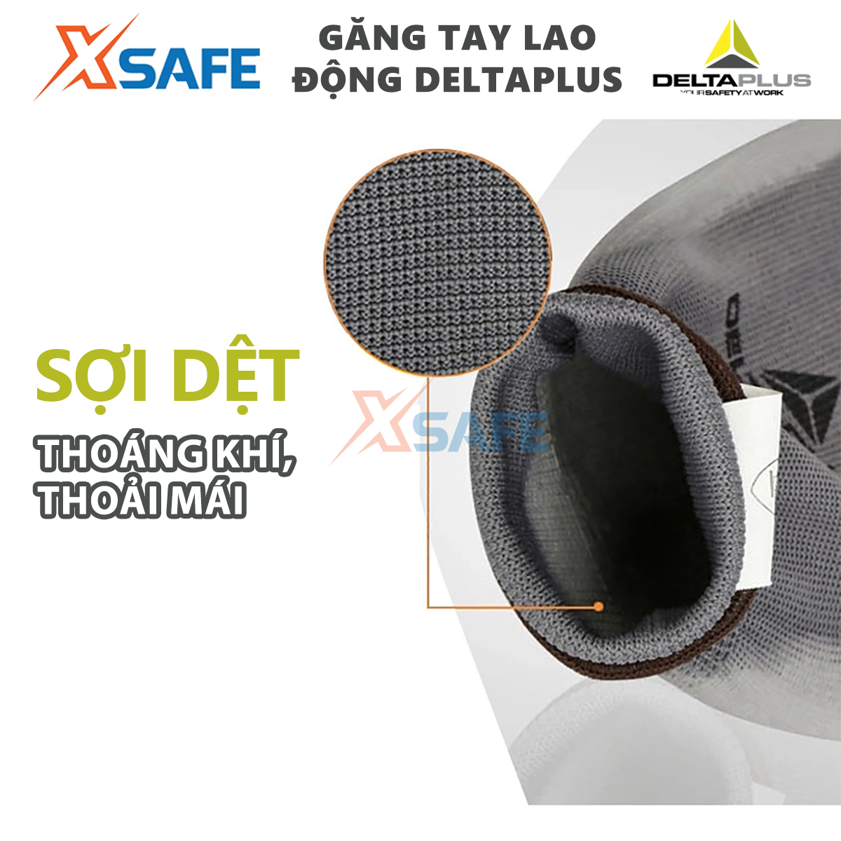 Găng tay lao động Deltaplus VE702PG phủ PU ôm tay, dễ cầm nắm, chống dầu, sửa chữa, vận hành Bao tay đa dụng - XSAFE