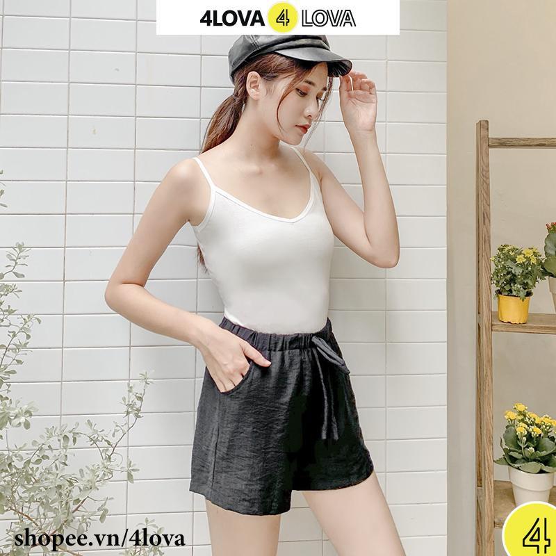 Áo 2 dây nữ cổ tim 4LOVA dây thun 100% cotton dáng ôm mềm mại thanh lịch thời trang