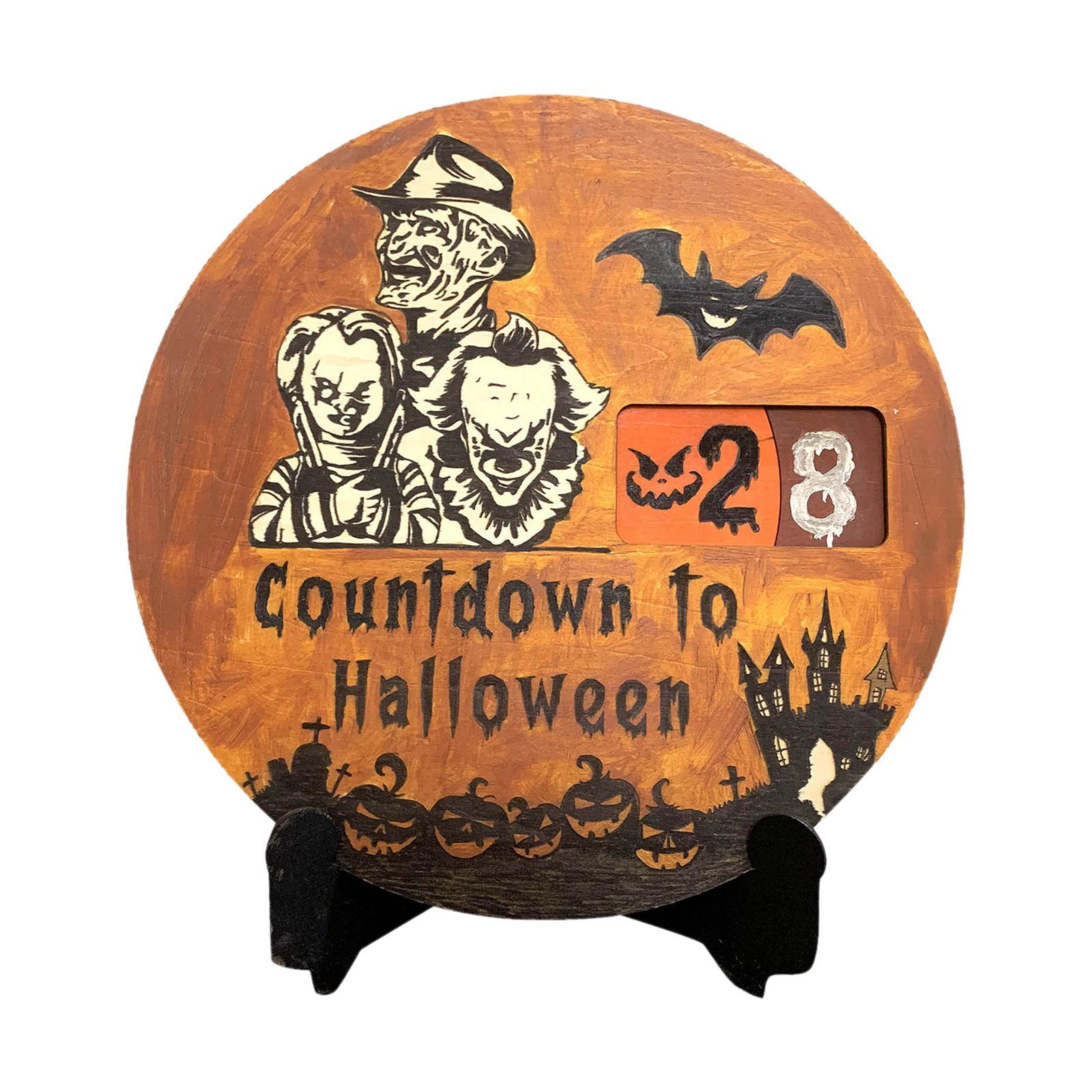 Halloween Advent Calendar Round Movable Turntable, Holiday Pendants ,Festive Gift Decoration Ornament for Holiday Party Home