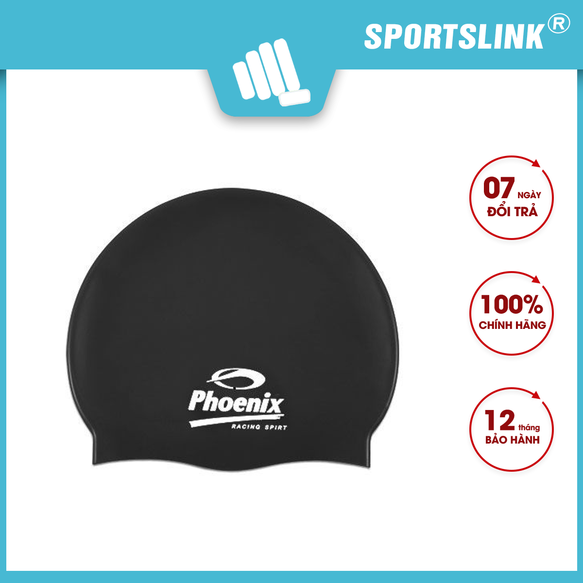 Nón bơi Phoenix co giản ôm sát đầu Free Size Sportslink