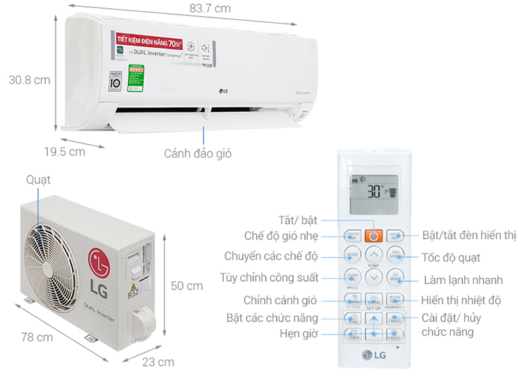 Máy Lạnh Inverter LG V13API (1.5HP) - Hàng Chính Hãng