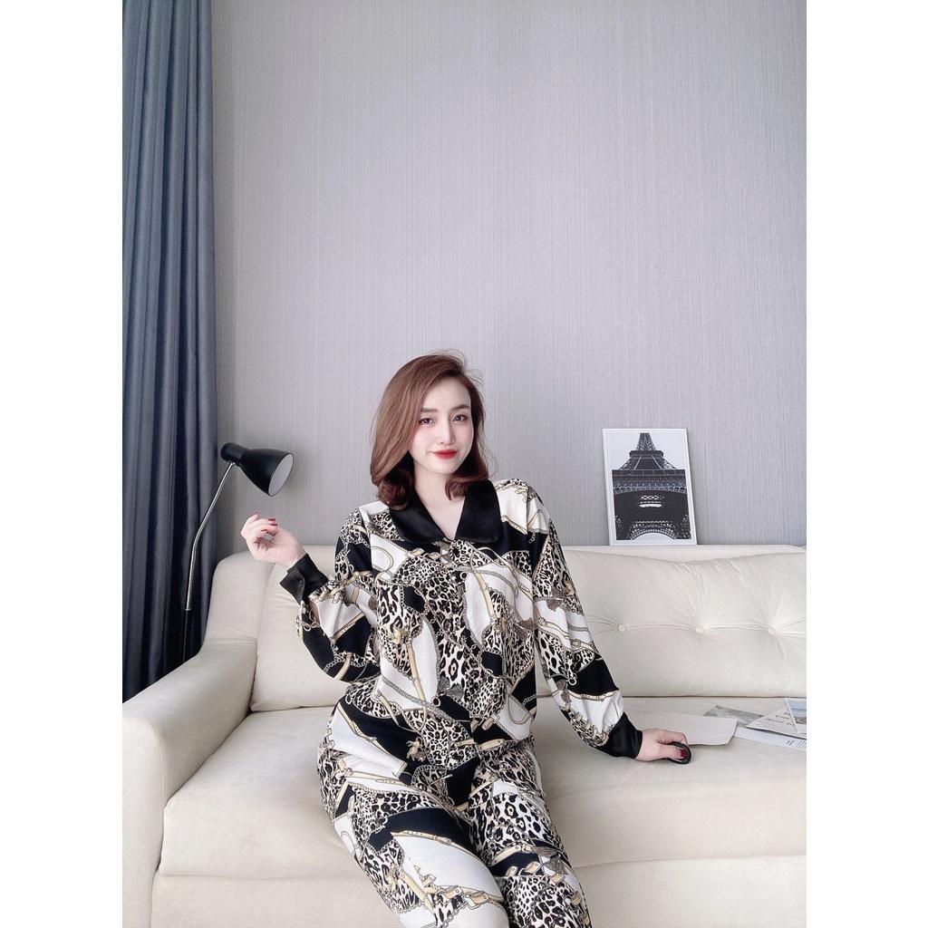 Đồ Mặc Nhà, Đồ Ngủ Sexy Nữ Pyjama Quần Dài Tay Ngắn Chất Đũi Lụa Mềm Mát Dưới 65Kg