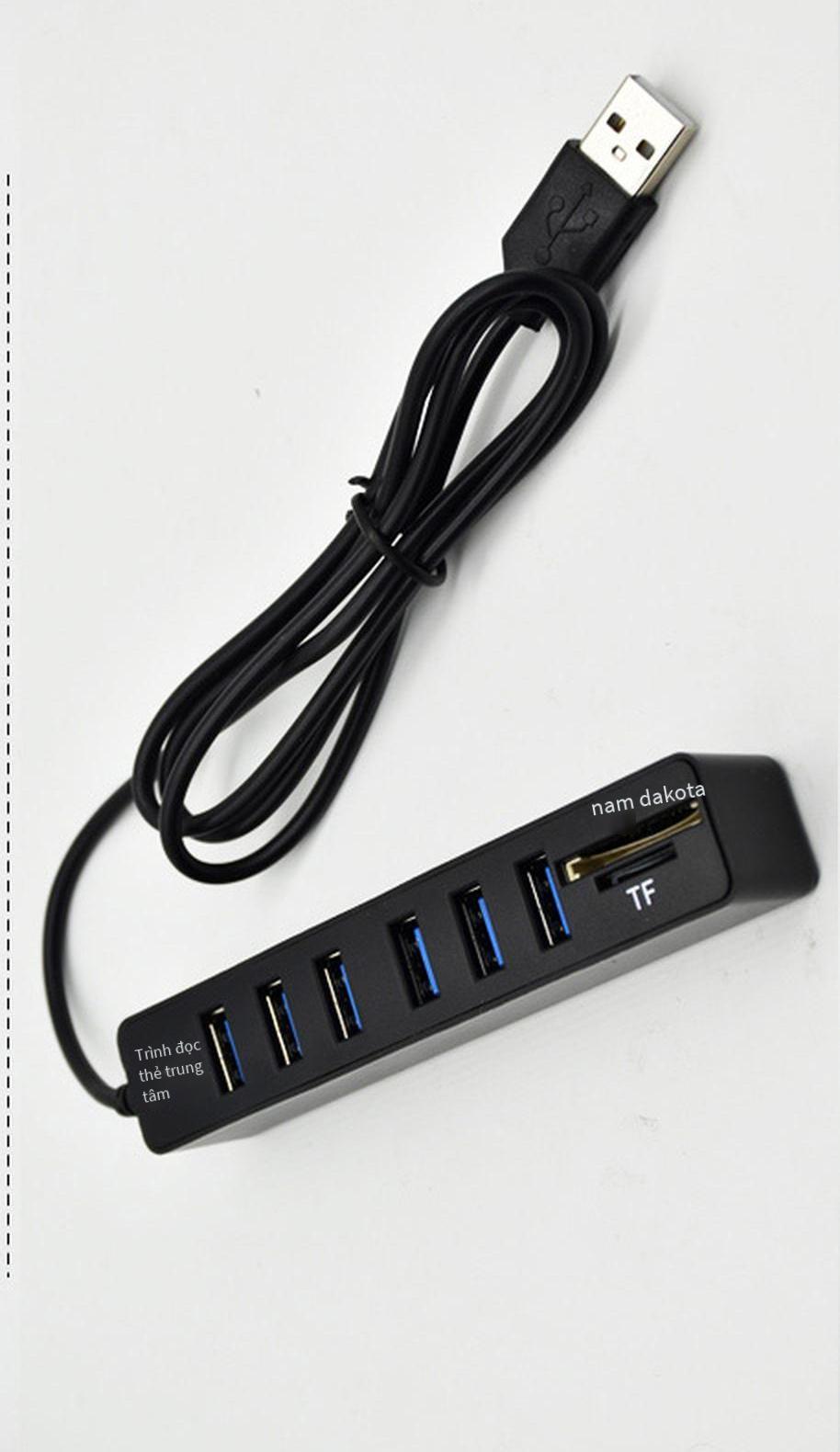 Kiểu dáng mới nhất bán trực tiếp combo đầu đọc thẻ đa năng 6 cổng với bộ chia HUB USB 2.0