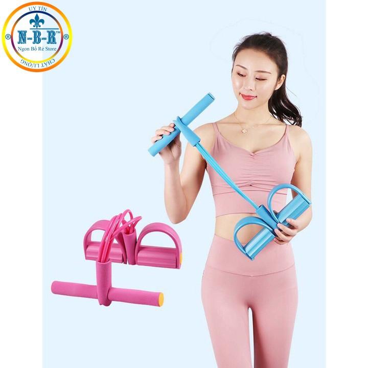 Dây Kéo Đàn Hồi 4 Ống Cao Su Bàn Đạp Chân, Dụng Cụ Tập GYM Thể Dục Săn Chắc Bụng Tay Vai Tại Nhà Cho Nam Nữ