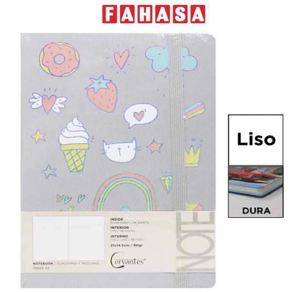 Sổ Ghi Chú A5 - Giấy Trơn - 192 Trang 80gsm - Cervantes PB829-94 - Màu Xám