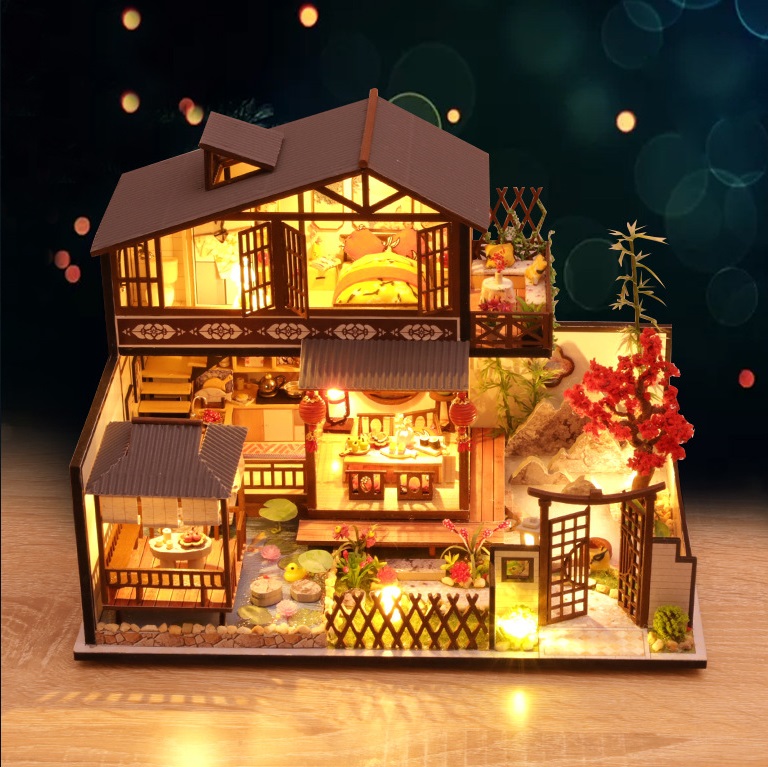 Mô hình nhà DIY Doll House Japanese Forest Valley Kèm Mica Chống bụi