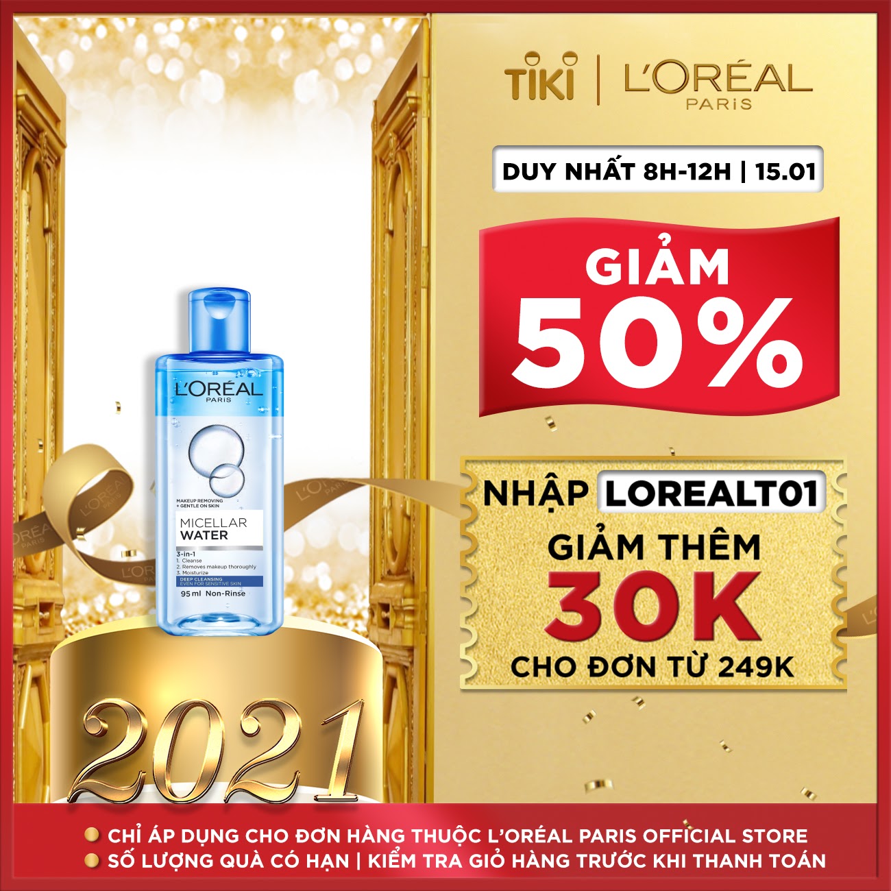 Nước Tẩy Trang L'Oreal 3 In 1 Micellar Làm Sạch Sâu