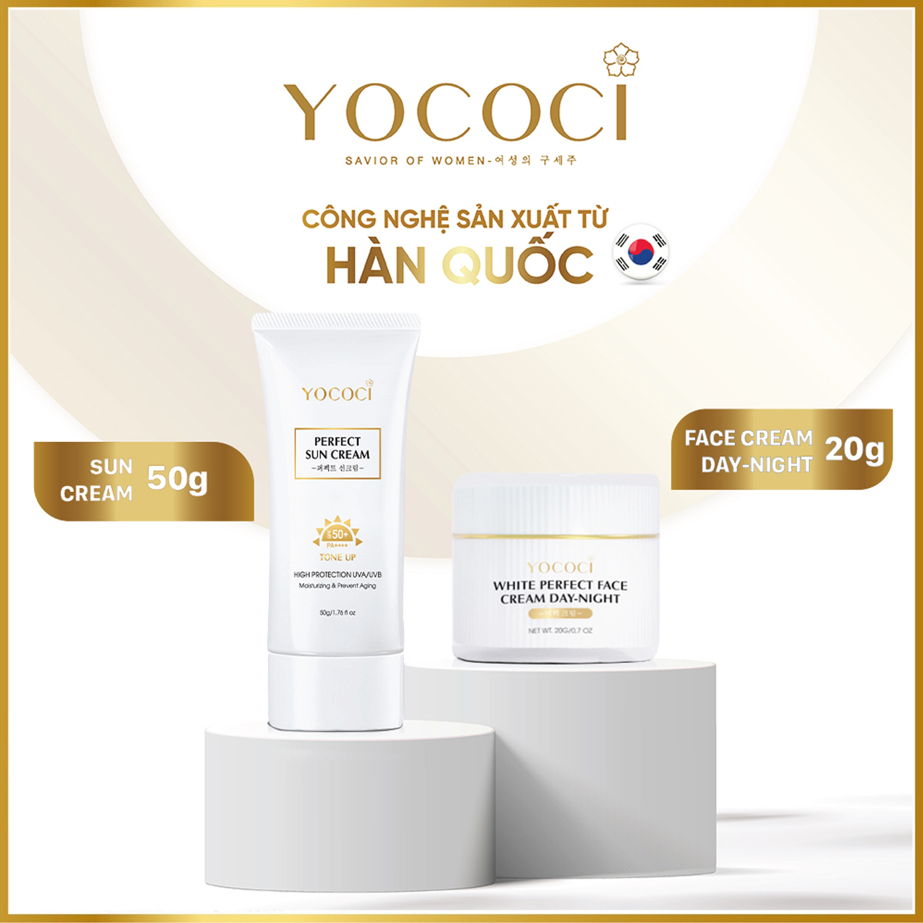 Bộ Đôi Dưỡng Da Mặt YOCOCI Gồm 1 Kem Chống Nắng 50g &amp; 1 Kem Face 20g