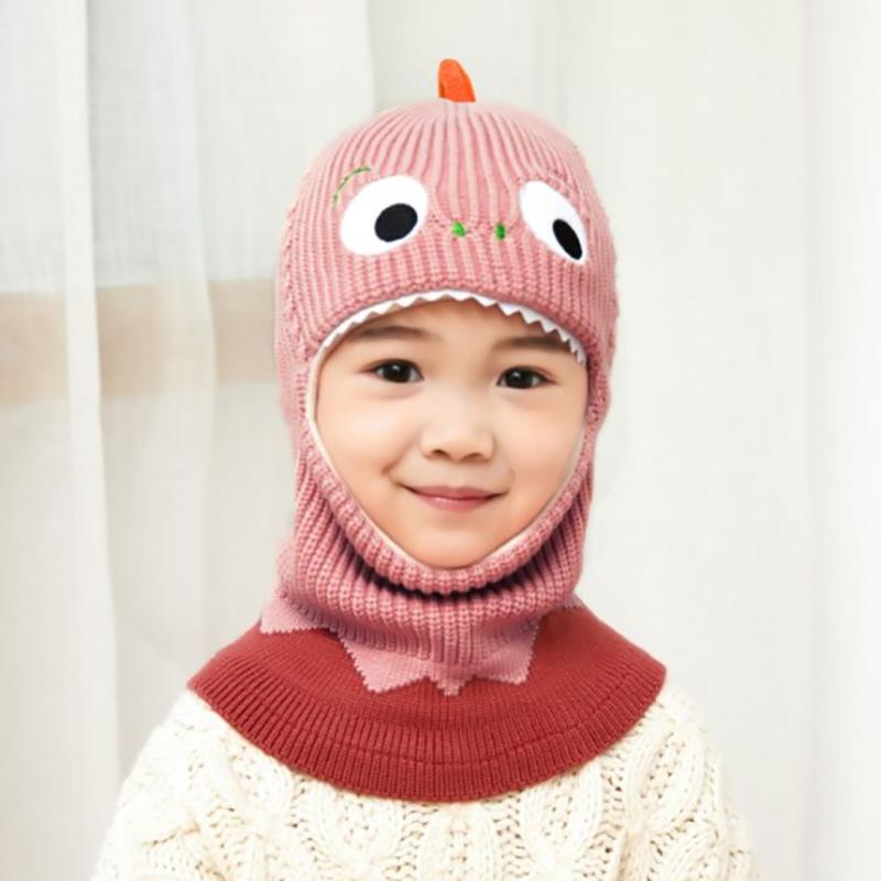 Bé Đan Nón Mùa Thu Đông Trẻ Em Khăn Mũ Bộ Khủng Long Bé Gái Bé Trai Ấm Beanies