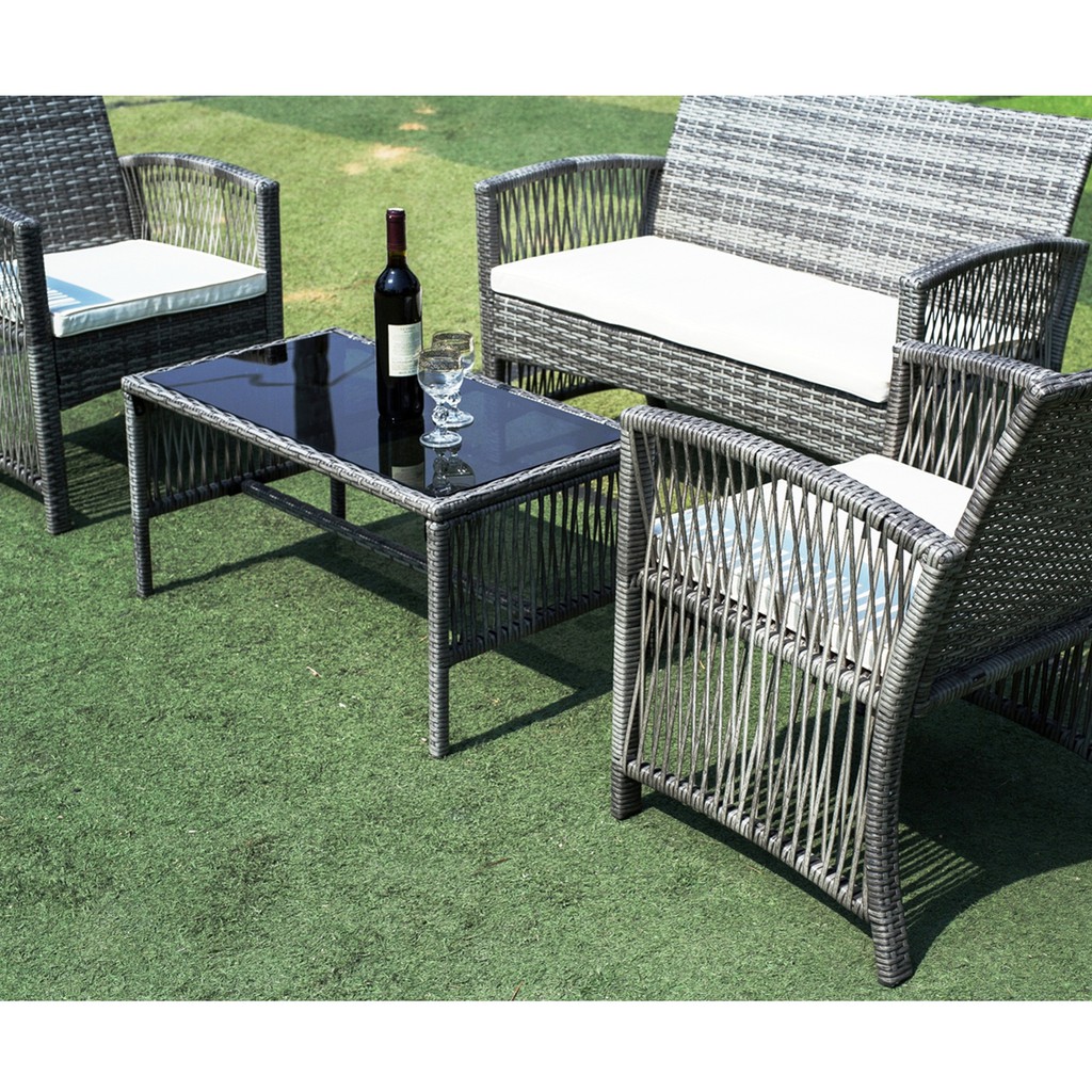 WEGO Bộ bàn ghế sân vườn/ Ban Công/ Hồ bơi -  3 GHẾ NGỒI // Outdoor Furniture Rattan Chair Set Rattan Sofa 3 Seater Garden Table and Chair