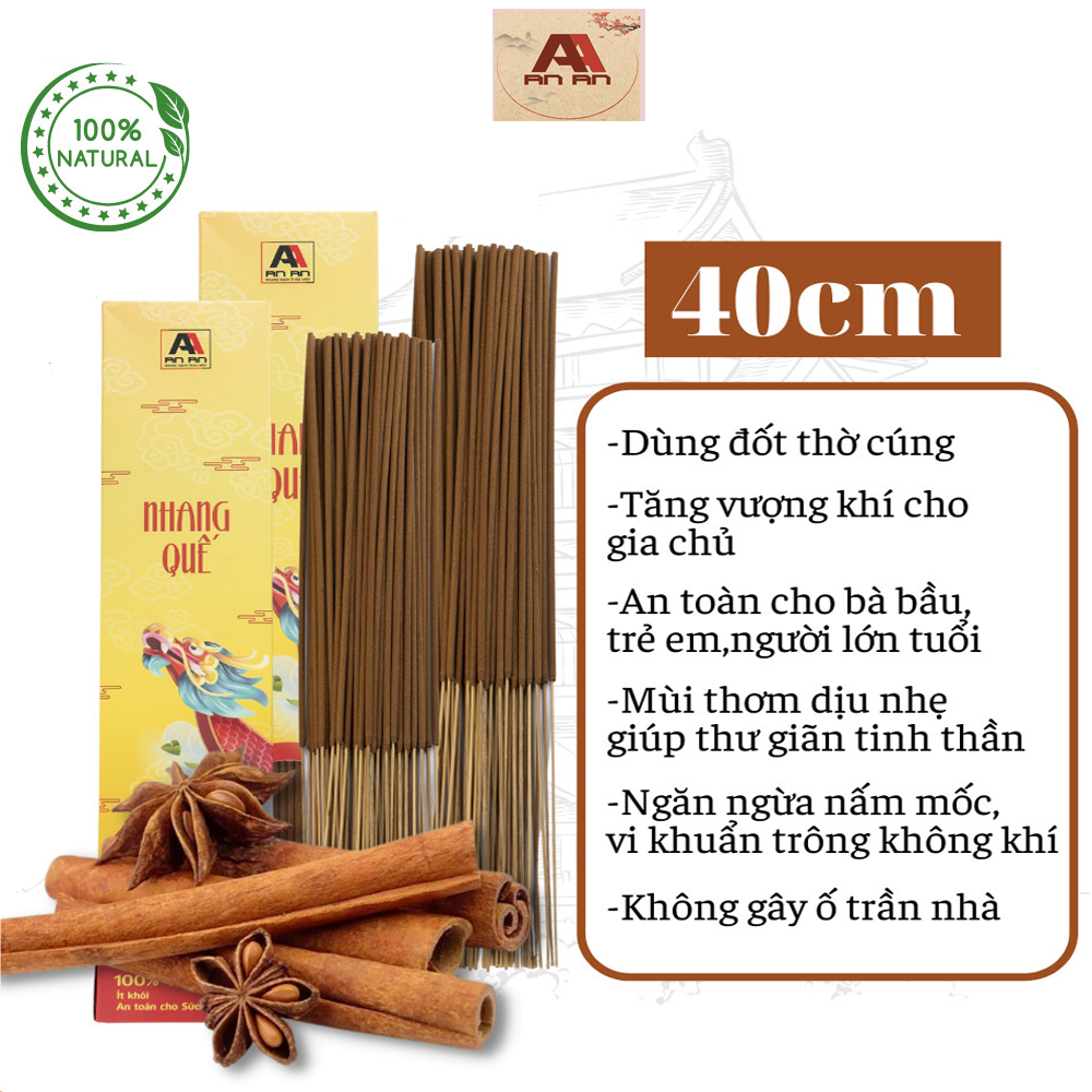 Nhang Sạch Hương Quế An An ( 200 nén/ Hộp) |Mùi thơm dịu nhẹ, không hương liệu. An toàn môi trường và sức khỏe. 100% thiên nhiên