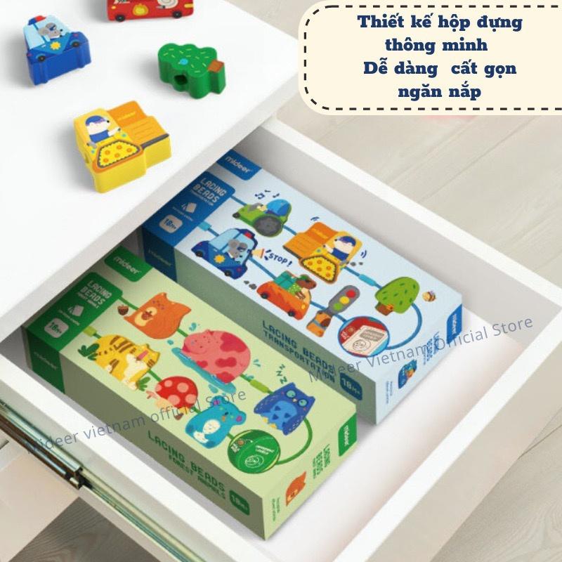 Xâu hạt cho bé, đồ chơi Montessori luồn khối gỗ phát triển tư duy trí tuệ Mideer Lacing Beads