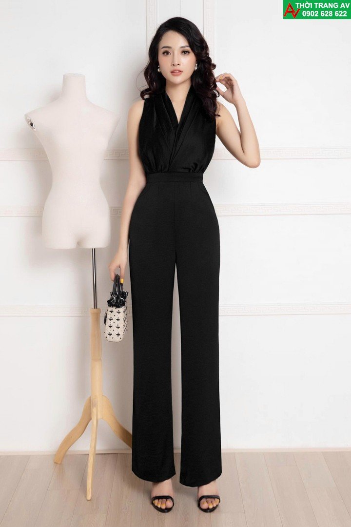 Jumpsuit cổ V Hè sang trọng - nhiều size, form dáng chuẩn thích hợp mặc đi tiệc, dạo phố