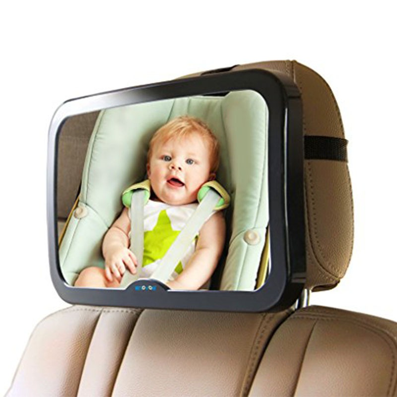 Gương chiếu hậu quan sát ghế sau xe hơi cho bé 30x19cm có đai điều chỉnh tiện lợi