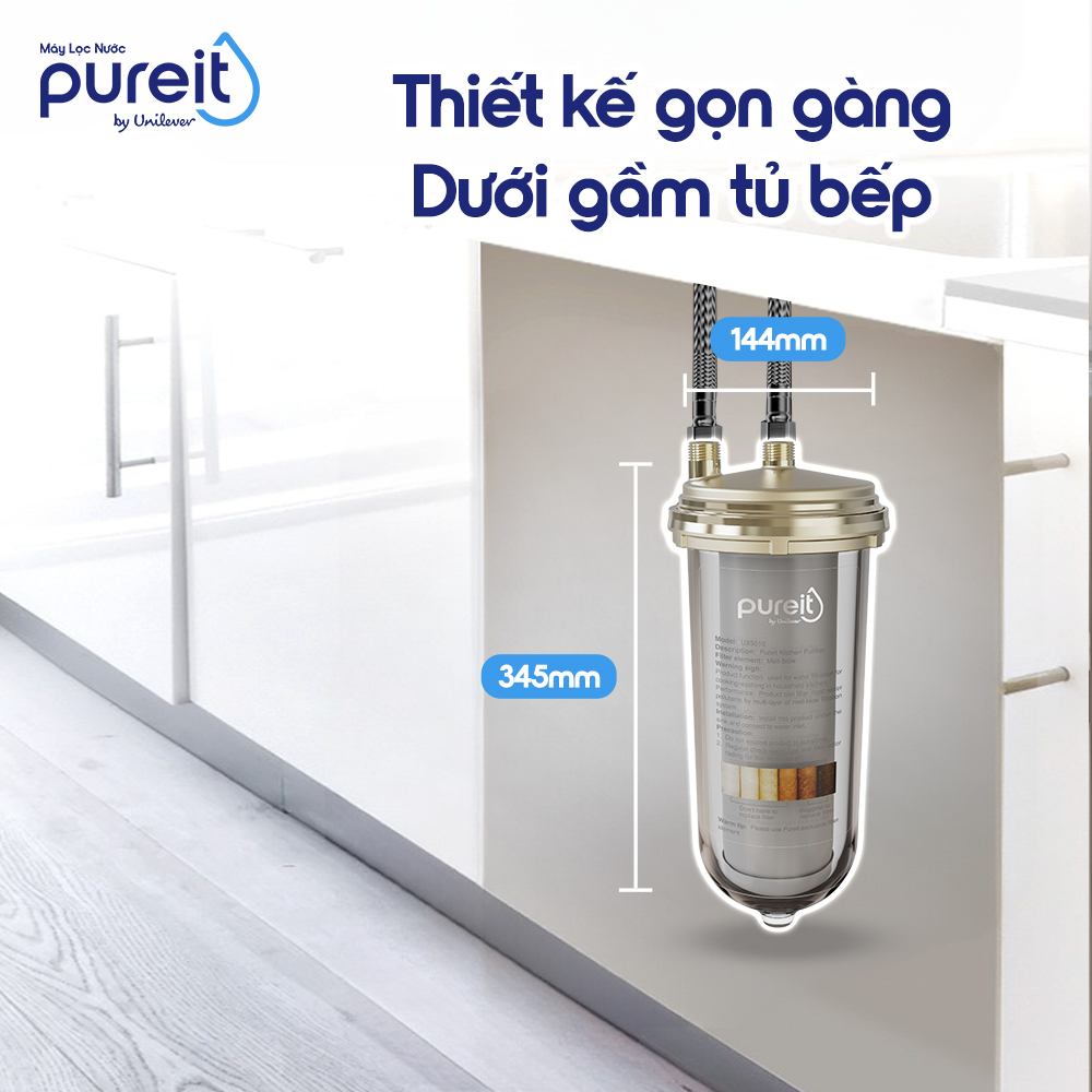 Lọc Thô Trong Suốt Âm Tủ Bếp Pureit, Hàng chính hãng