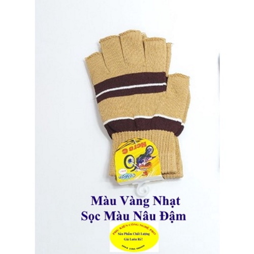 Găng tay len Bao tay len cao cấp cho Nam Hở 5 ngón Sọc ngang Nhãn HERO G Cotton Size L Chống nắng Bảo vệ da tay Sxtại VN