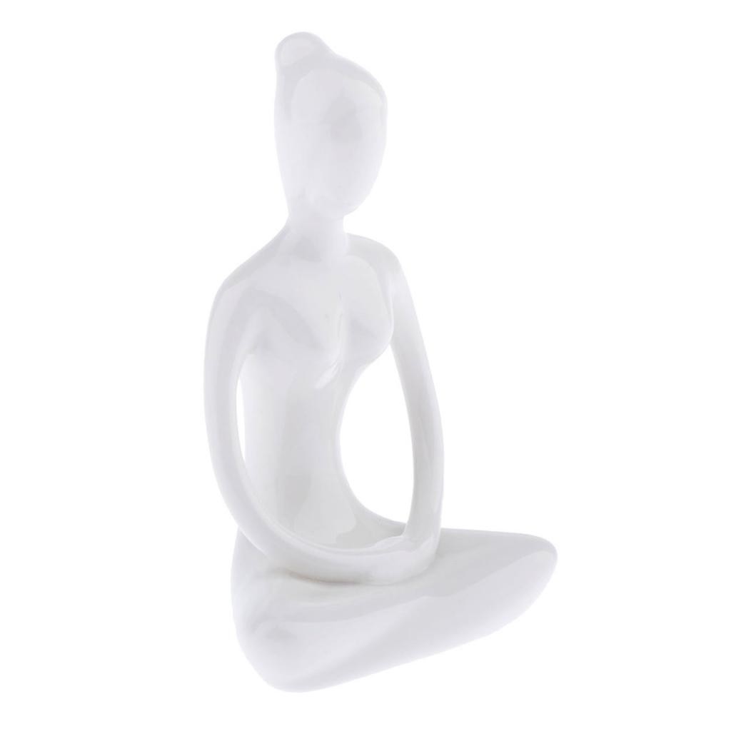 2X Ceramic Yoga Figure Ornament Statue Sculpture Garden Desk 03