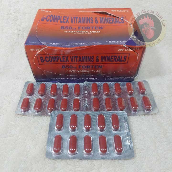 Thuốc gà đá - B50 / 2 FORTEN - thuốc bổ cho gà đá - gà óm - COMBO 1 VĨ / 10 VIÊN