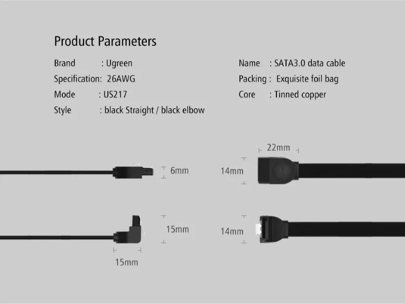 Ugreen UG30797US217TK 0.5M màu Đen Cáp truyền dữ liệu SATA 3.0 đầu gập 90 độ cao cấp - HÀNG CHÍNH HÃNG