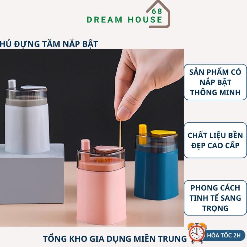 Hũ Đựng Tăm Có Nắp Bật Thông Minh