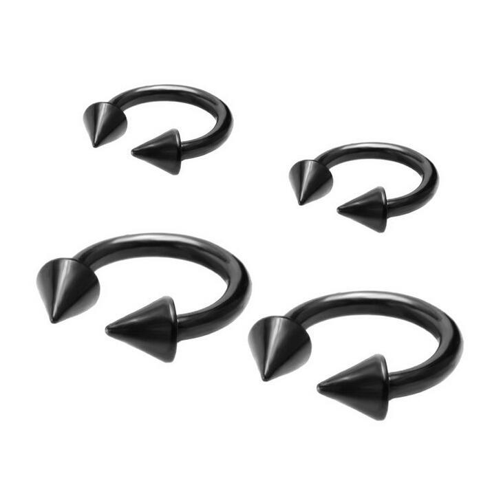 2 Pairs Stainless Steel Spike Bar Nose Septum Ear Rings Piercing