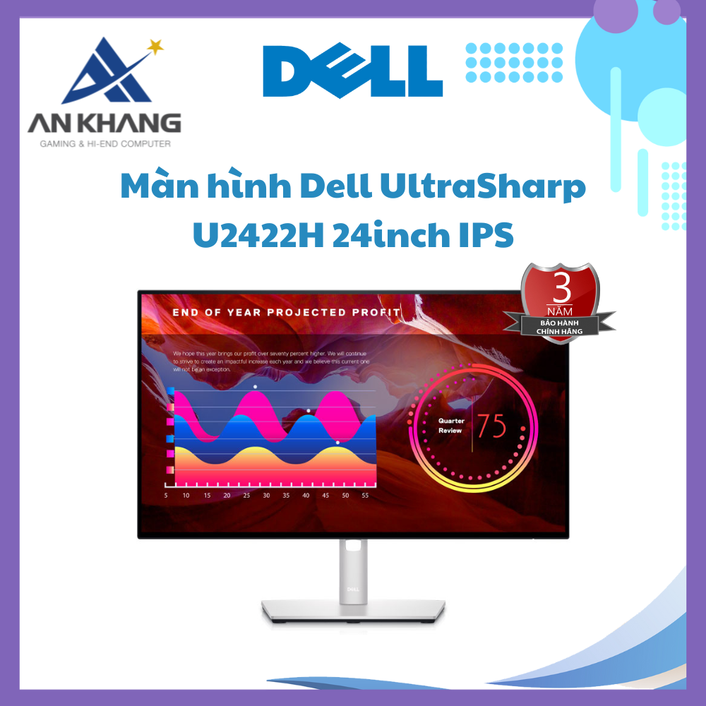 Màn hình Dell Ultrasharp U2422H 23.8 inch Full HD 60Hz - Hàng Chính Hãng - Bảo Hành 36 Tháng Tại Dell Việt Nam