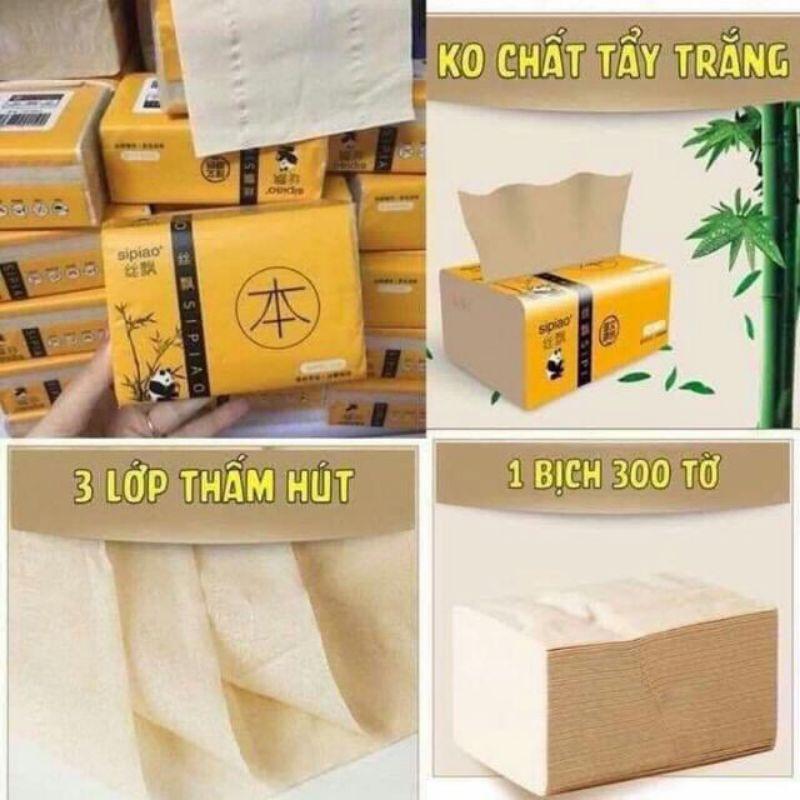 Set 1Thùng 30 Gói giấy ăn Gấu Trúc Sipiao siêu dai gói 300 tờ