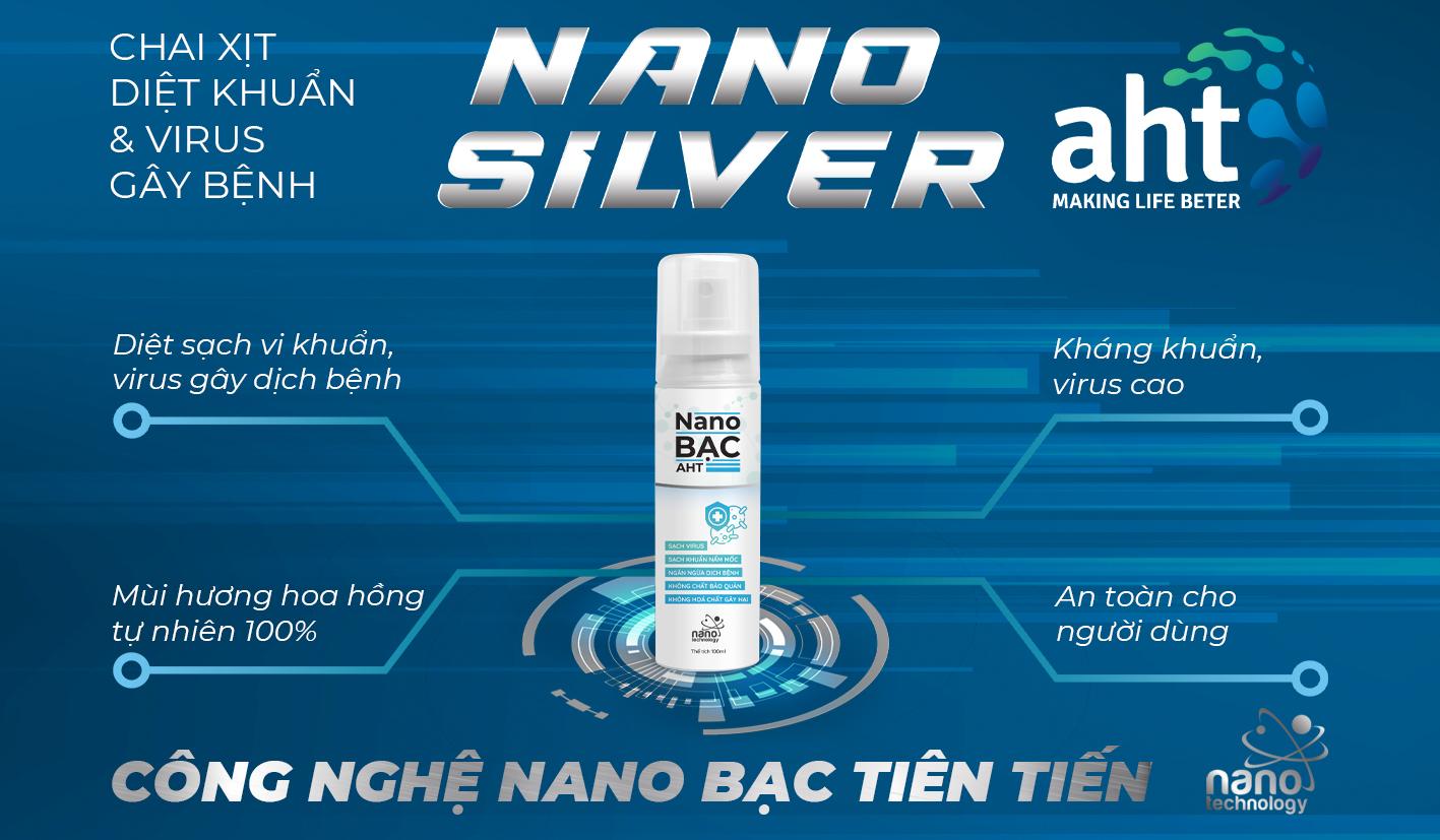 Chai xịt diệt khuẩn Nano Bạc AHT 100ml hương hoa hồng Pháp - dùng rửa tay, phun khử khuẩn toàn thân