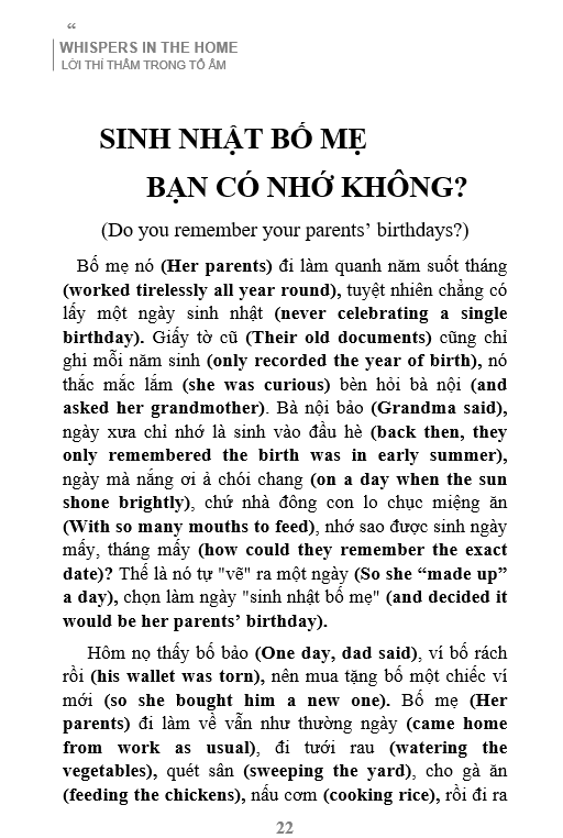 Sách Song Ngữ Lời Thì Thầm Trong Tổ Ấm - Whispers In The Home - Chính Hãng + Mã File Nghe