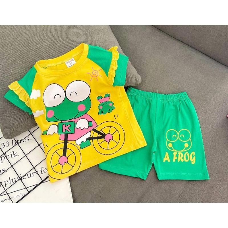 Bộ ngố thun cotton màu in hình dễ thương cho bé gái - Đồ bộ trẻ em
