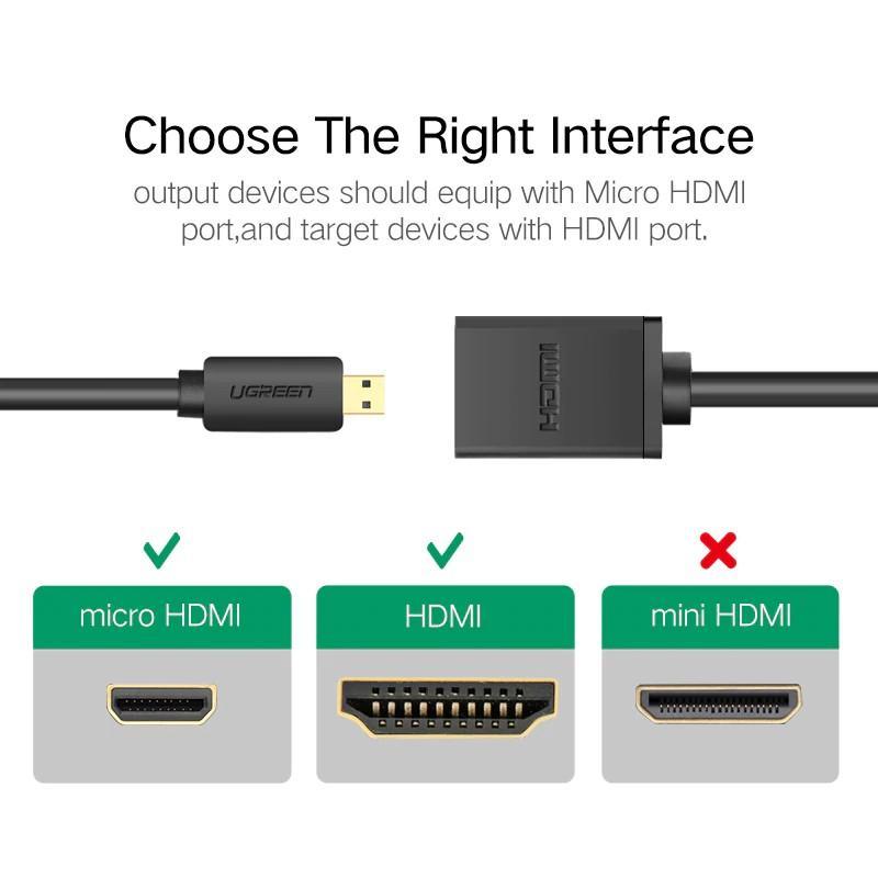 Cáp chuyển đổi dữ liệu đầu Micro HDMI Loại D sang cổng HDMI Loại A