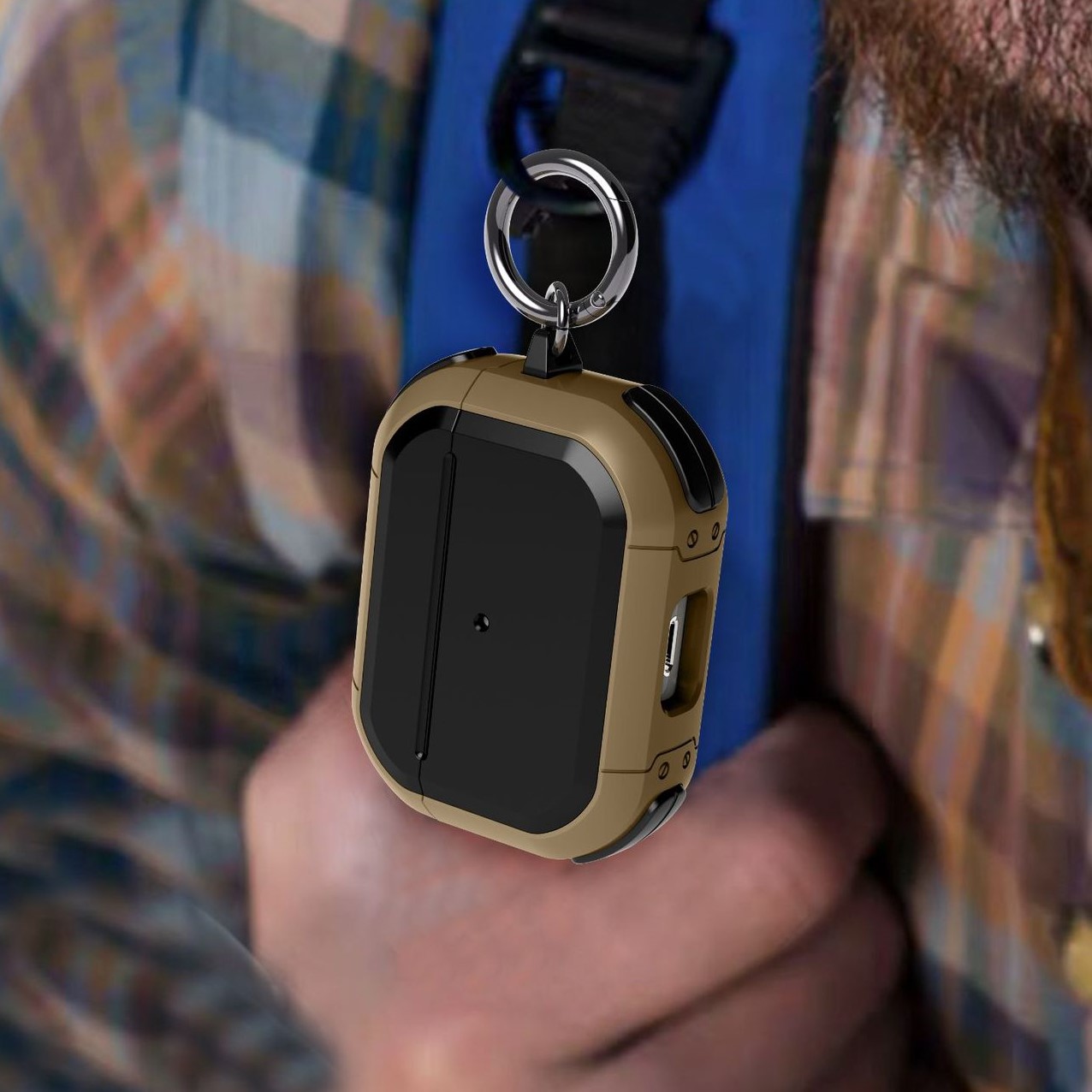 Ốp Bảo Vệ Chống Sốc Armor TPU PC Cho Airpods 1,2  Airpods 3 Airpods Pro Airpods Pro 2 Kèm Móc Treo- Hàng Chính Hãng – Airpods Pro – Vàng Cát