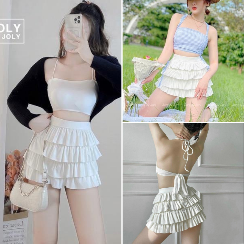 Chân váy nữ, chân váy 4 tầng nữ màu đen trắng SKUCV-12A