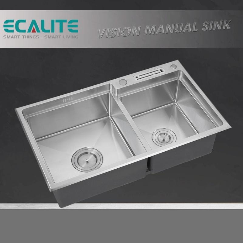 Chậu Rửa Chén Ecalite ESD-8248HS - Lắp Nổi -  Ngang 82cm - Inox 304 Cực Bền - Hàng Chính Hãng