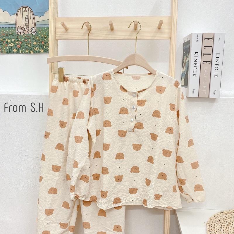 Bộ đồ ngủ nữ dài tay, bộ đồ pizama (bộ pijama) có thể mặc như bộ đồ bầu hay bộ đồ sau sinh