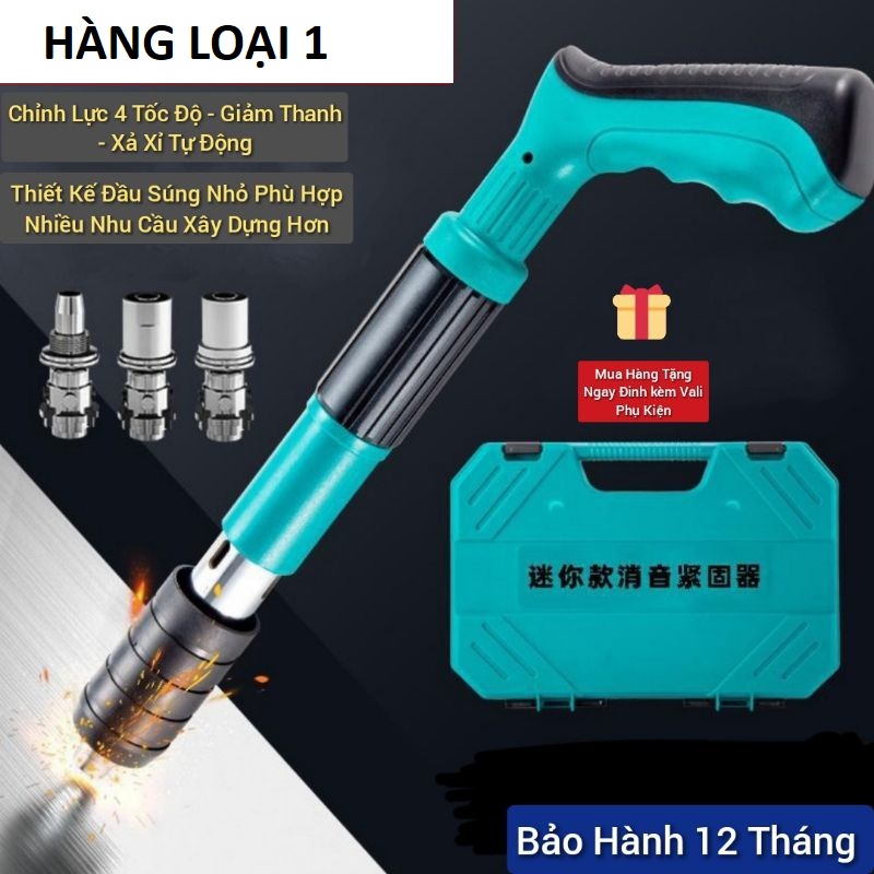 Súng bắn đinh, máy bắn đinh bê tông không dây tặng kèm 50 đinh bản đặc biệt siêu êm loại tốt