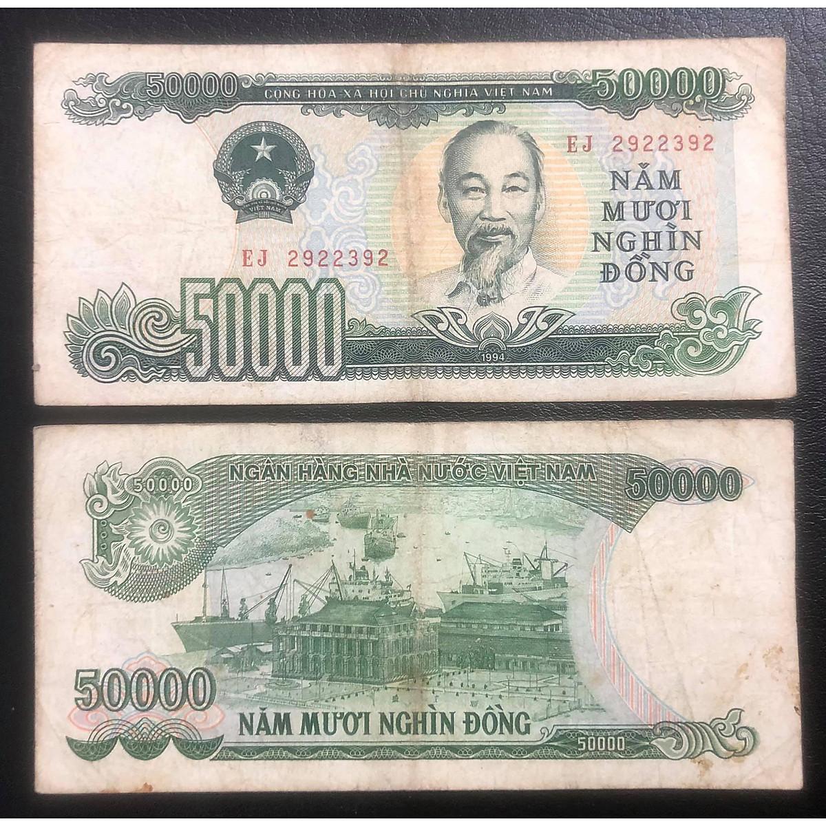 Tiền Việt Nam năm 94, tờ 50000 đồng, tiền thật 100% sưu tầm, tặng kèm bao nilong bảo quản riêng
