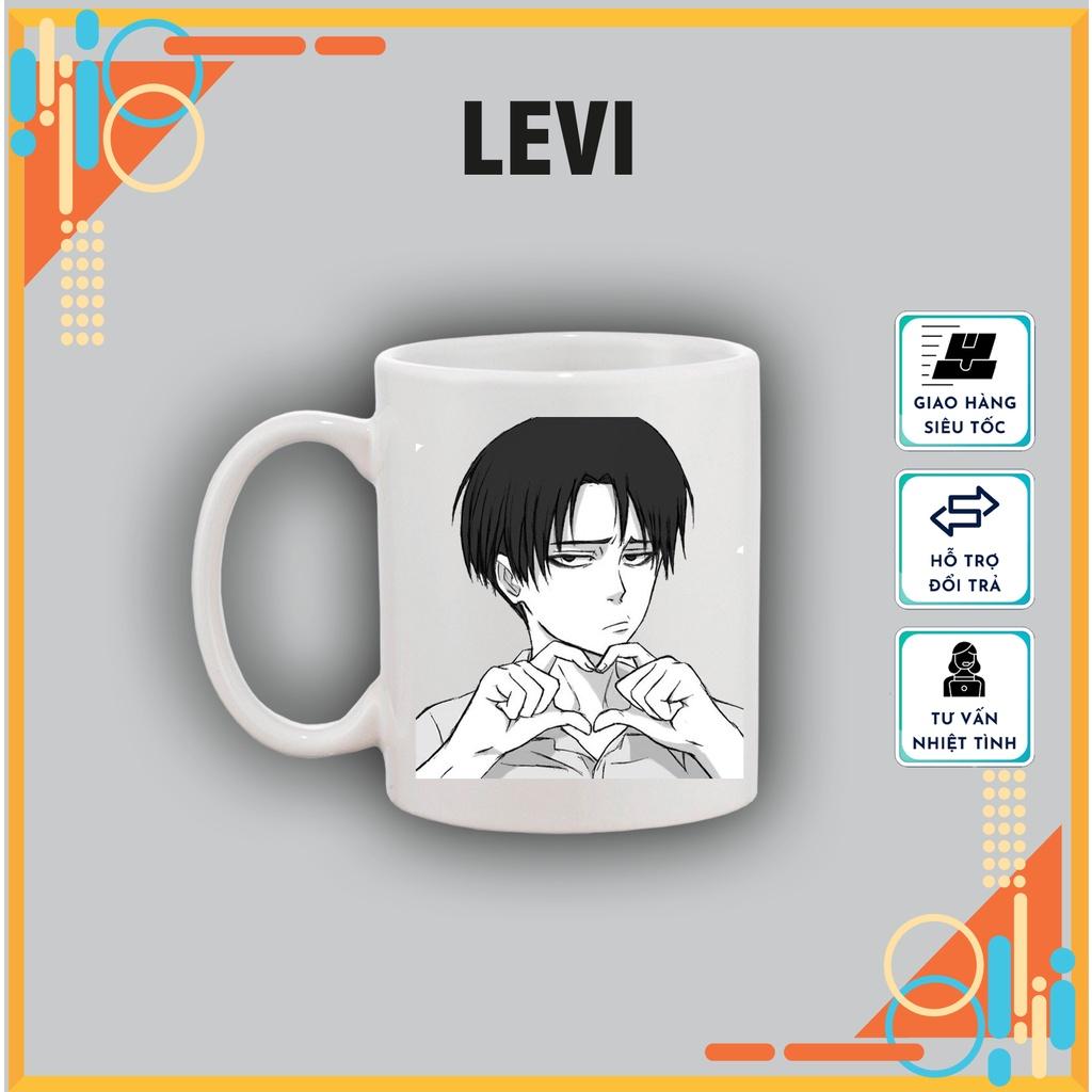 Cốc sứ in hình LEVI, cốc sứ Attack of Titan tráng men dùng làm quà tặng, uống nước hàng ngày